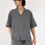 BAGGY FIT RESORT COLLAR LINEN SHIRT