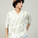 BAGGY FIT RESORT COLLAR PRINTED SHIRT