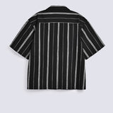 BOXY FIT RESORT COLLAR STRIPED SHIRT