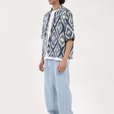 BOXY FIT RESORT COLLAR LINEN SHIRT