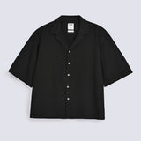 BOXY FIT RESORT COLLAR LINEN SHIRT