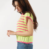 CONTRAST CROCHET KNIT TOP