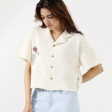 EMBROIDERED TEXTURED KNITTED TOP