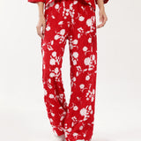 PRINTED WIDE LEG TROUSERS