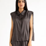 SLEEVELESS SILK TOP