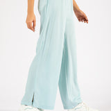 LINEN WIDE LEG TROUSERS WITH SLIT DETAIL