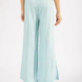 LINEN WIDE LEG TROUSERS WITH SLIT DETAIL