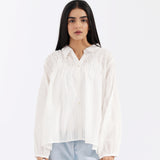 SMOCKING DETAIL BUTTON DOWN TOP