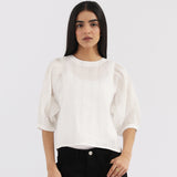 BLOUSED SLEEVE CROPPED TOP