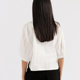 BLOUSED SLEEVE CROPPED TOP