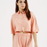 CROPPED BUTTON DOWN TOP