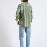 MANDARIN COLLAR LINEN STRIPED SHIRT