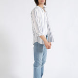 MANDARIN COLLAR LINEN STRIPED SHIRT