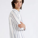 MANDARIN COLLAR LINEN STRIPED SHIRT