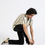 BAGGY FIT TEXTURED JOHNNY COLLAR POLO