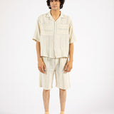 BOXY FIT RESORT COLLAR DOBBY SHIRT