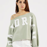 ASSYMETRIC OFF SHOULDER PRINTED TEE