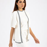 TEXTURED KNIT FRONT OPEN TOP