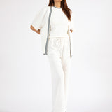TEXTURED KNIT FRONT OPEN TOP