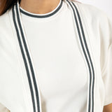 TEXTURED KNIT FRONT OPEN TOP