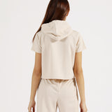 TEXTURED KNIT CROPPED HOODIE