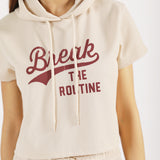 TEXTURED KNIT CROPPED HOODIE
