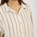 CROPPED TEXTURED STRIPER SHIRT