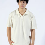 BAGGY FIT TEXTURED JOHNNY COLLAR POLO