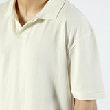 BAGGY FIT TEXTURED JOHNNY COLLAR POLO