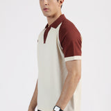 CONTRAST RAGLAN SLEEVE JOHNNY COLLAR KNITTED POLO