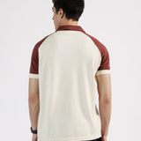 CONTRAST RAGLAN SLEEVE JOHNNY COLLAR KNITTED POLO