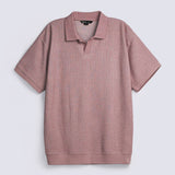 BAGGY FIT TEXTURED JOHNNY COLLAR POLO