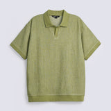 BAGGY FIT TEXTURED JOHNNY COLLAR POLO