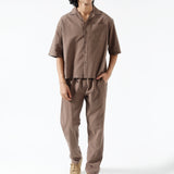 BOXY FIT RESORT COLLAR LINEN SHIRT