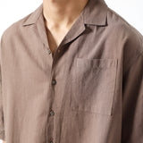 BOXY FIT RESORT COLLAR LINEN SHIRT