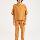 BOXY FIT RESORT COLLAR LINEN SHIRT