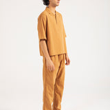BOXY FIT RESORT COLLAR LINEN SHIRT
