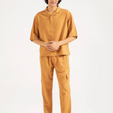 BOXY FIT RESORT COLLAR LINEN SHIRT