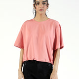 CROPPED TEE WITH HEM DETAILS