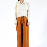 LACE BUTTON DOWN SHIRT