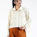 LACE BUTTON DOWN SHIRT
