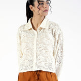 LACE BUTTON DOWN SHIRT
