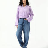 CROPPED TOP WITH GATHERS HEM