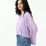 CROPPED TOP WITH GATHERS HEM