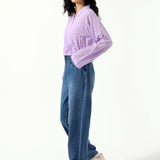CROPPED TOP WITH GATHERS HEM