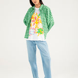 CHECKERED BUTTON DOWN TOP