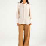 TEXTURED BUTTON DOWN SHIRT WITH SLEEVE DETAIL