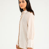 TEXTURED BUTTON DOWN SHIRT WITH SLEEVE DETAIL