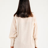 TEXTURED BUTTON DOWN SHIRT WITH SLEEVE DETAIL