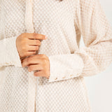 TEXTURED BUTTON DOWN SHIRT WITH SLEEVE DETAIL
